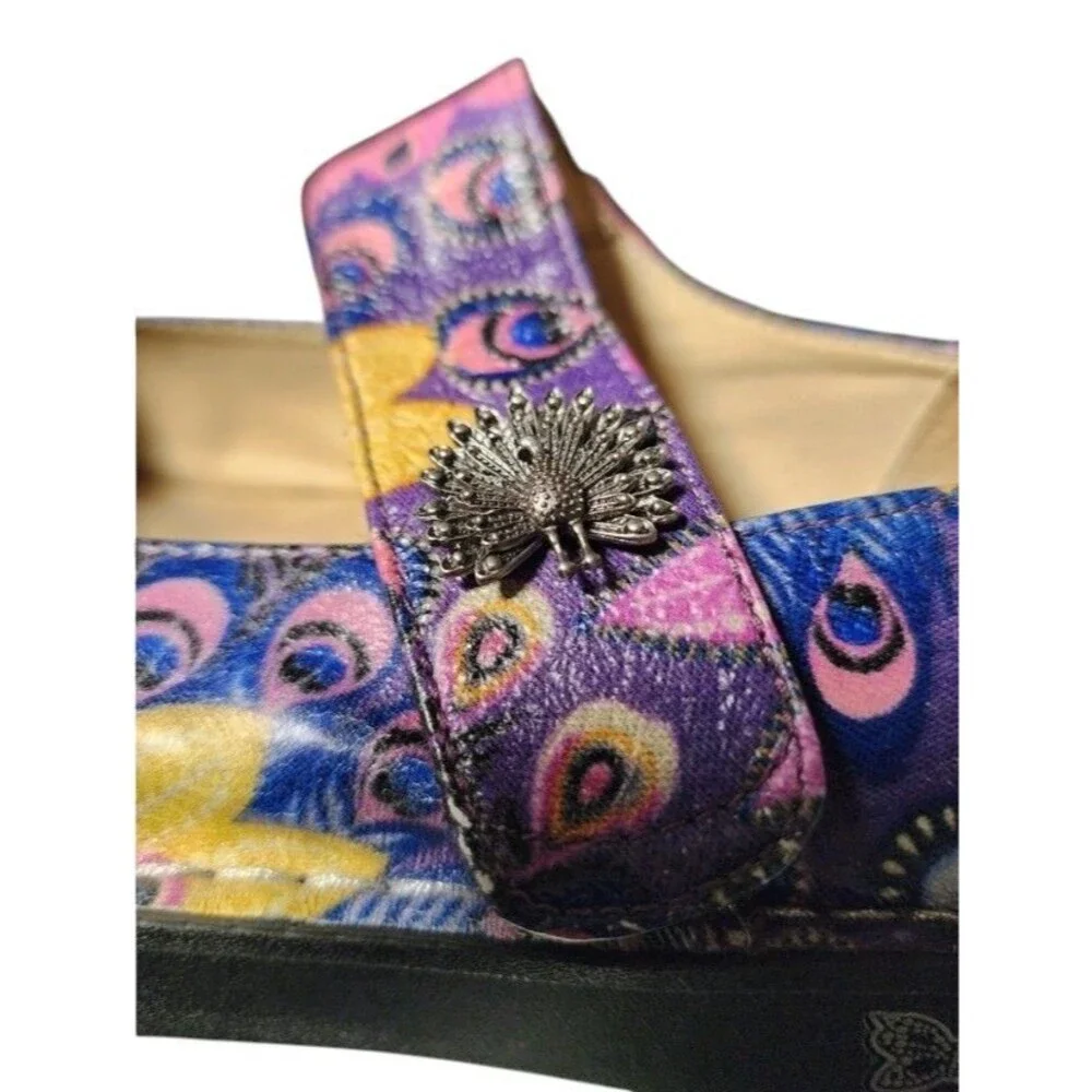 Alegria Paloma Mary Jane Multicolor Peacock Leather Size EU 41